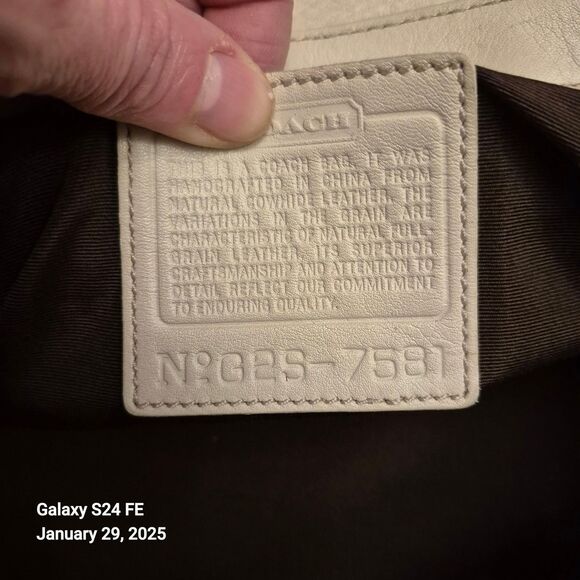 HTF Coach Hampton Handbag Satchel Purse Bone Thick Leather Silver # 7581 EUC - Picture 7 of 9